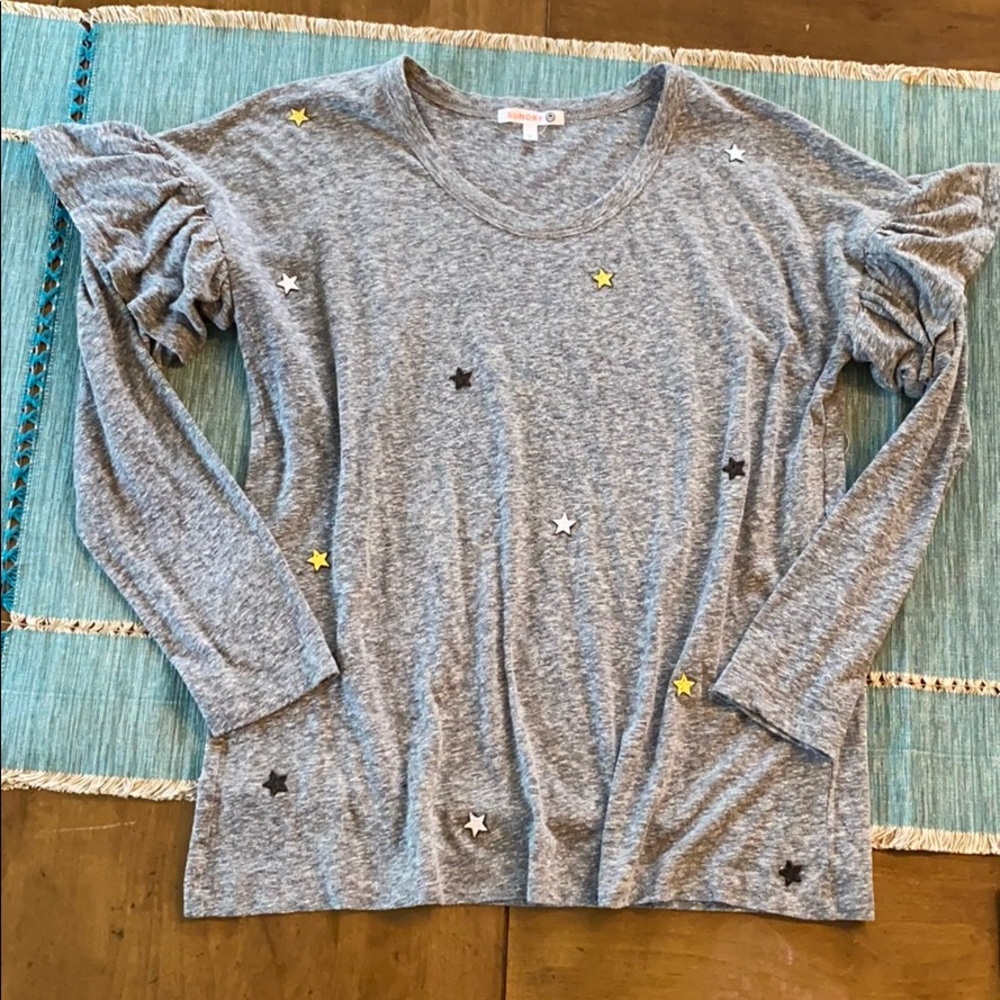 2 for $10/SUNDRY Star Patches Ruffle Long Sleeve - Picture 6 of 8